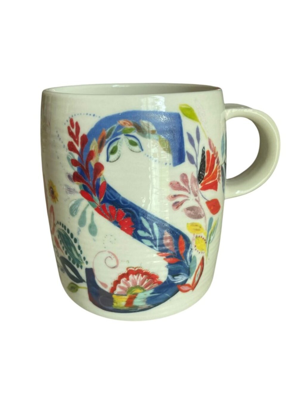 Anthropologie Petal Palette monogram mug floral letter "S" Starla M. Halfmann.  - Picture 7 of 7